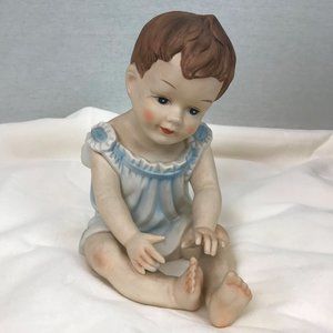 Vintage Sitting Girl Ceramic Piano Baby, 8.5" High